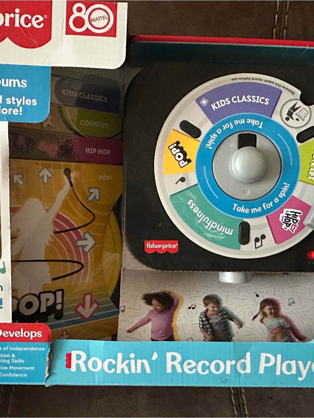 Fisher-Price Rockin' Record Player Toy - Black Blue Red Teal
